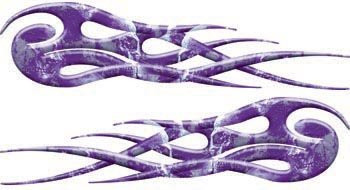 Twisted Purple Ghost Skull Flames - 2" h x 8" w - REFLECTIVE