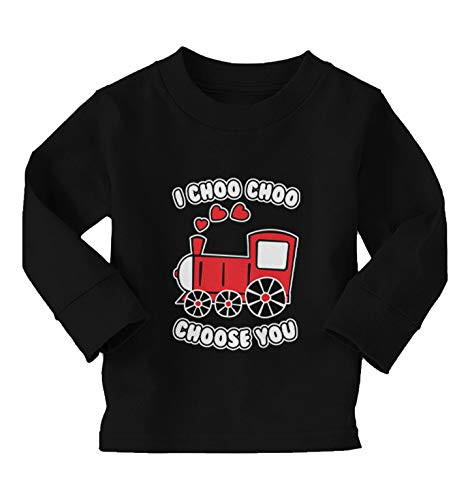 Haase Unlimited I Choo Choo Choose You - Train Conductor Long Sleeve Toddler Cotton Jersey Shirt  Black - Long Sleeve  2T