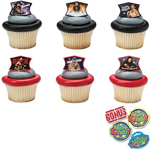 WWE Ringleaders Cupcake Toppers and Bonus Birthday Ring - 25 pieces