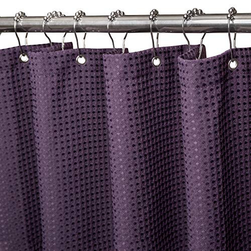 Waffle Shower Curtain with Stainless Steel Hooks - Heavy Duty Fabric Shower Curtains with Waffle Weave  Hotel Quality  Water Repellent Decorative for Bathroom and Bathtubs  72 x 72 Inches  Purple Waffle Shower Curtain with Stainless Steel Hooks - Heavy Duty Fabric Shower Curtains with Waffle Weave  Hotel Quality  Water Repellent Decorative for Bathroom and Bathtubs  72 x 72 Inches  Purple