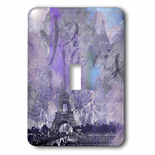 3dRose  lsp_264695_1  Single Toggle Switch Paris watercolor illustration purple