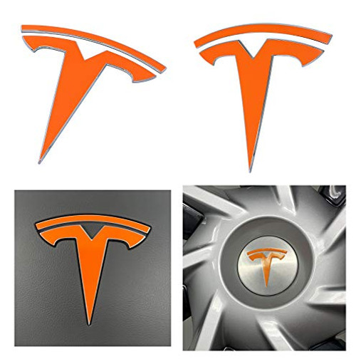 Custom Cut Graphics Logo Decal Wrap for Tesla Model Y  11-pc Set  Gloss Orange