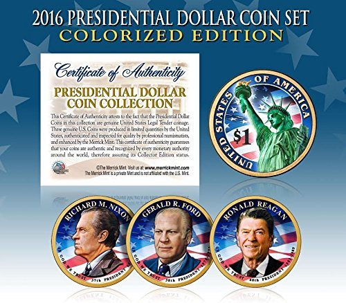 2016 US Mint Colorized Presidential 1 Dollar Coins - Final Full Set of 3