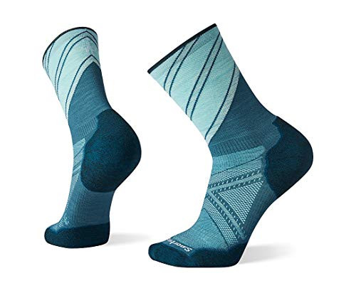 Smartwool Men's PhD Run Pattern Crew Light Elite Merino Wool Socks  Dark Prussian Blue  Medium