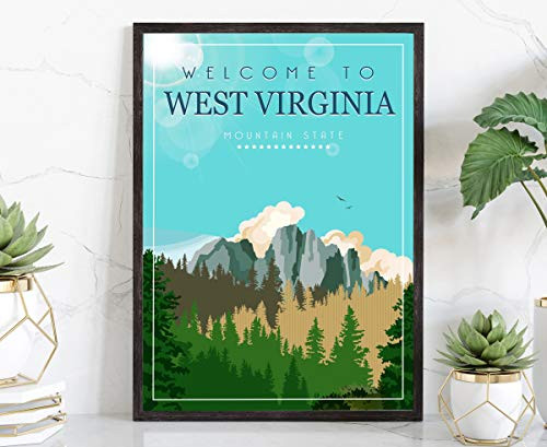 WestVirginia Retro Style Travel Poster Vintage Rustic Poster Print Home Office Wall Decoration West Virginia State Map Poster - 16*20 Inches WestVirginia Retro Style Travel Poster Vintage Rustic Poster Print Home Office Wall Decoration West Virginia State Map Poster - 16*20 Inches