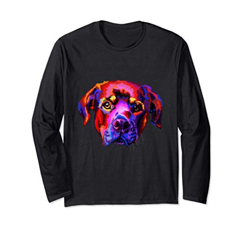 Colorful Rottweiler Dog Owner Paint Lover Painting Gift Long Sleeve T-Shirt