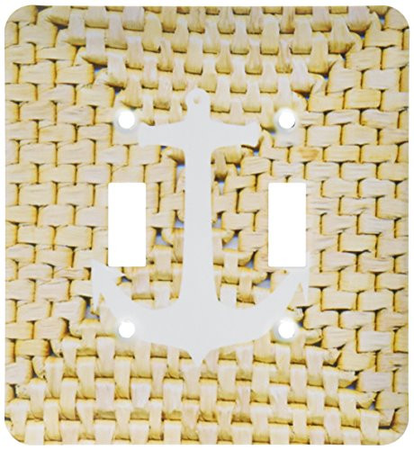 3dRose lsp_174531_2 Image of White Anchor on Wicker Double Toggle Switch