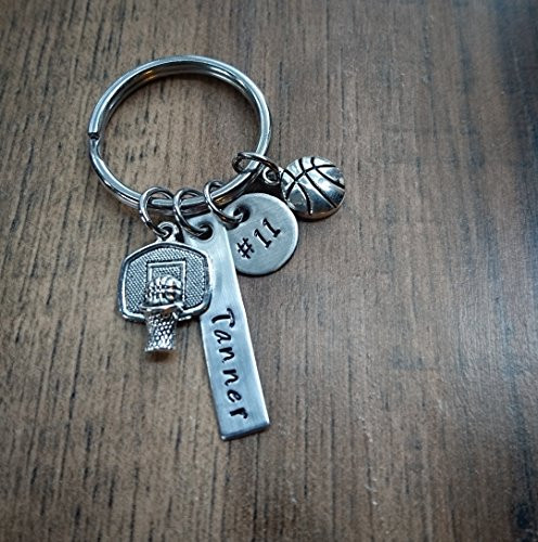 Hand Stamped Personalized Basketball Keychain - Girls Basketball Team Gift - Basketball Gifts