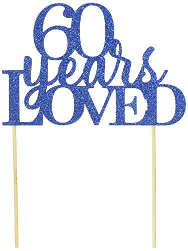 All About Details Blue 60-Years-Loved Cake Topper  6 x 8