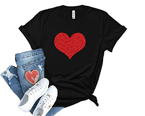 Deloach Couture Red Glitter Heart Valentines Day Shirt Cute Women's Valentine T-Shirt Love VDay Tee Love Shirt Valentines Gift Deloach Couture Red Glitter Heart Valentines Day Shirt Cute Women's Valentine T-Shirt Love VDay Tee Love Shirt Valentines Gift