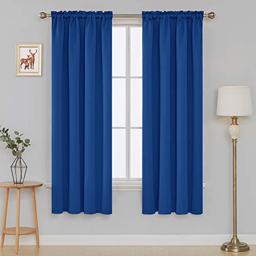 Deconovo Thermal Insulated Curtains Room Darkening Rod Pocket Curtain Panel 42W x 72L Inch Royal Blue 2 Panels