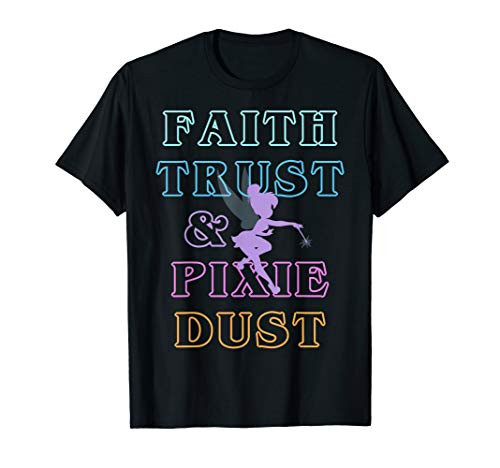 Disney Peter Pan Tinker Bell Faith Trust  and  Pixie Dust Neon T-Shirt
