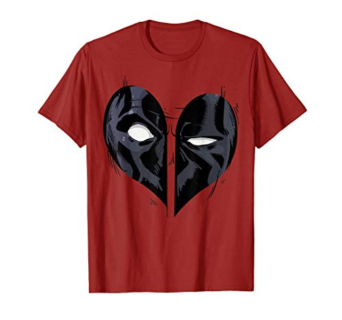 Marvel Deadpool Heart Mask Valentine's Graphic T-Shirt Marvel Deadpool Heart Mask Valentine's Graphic T-Shirt