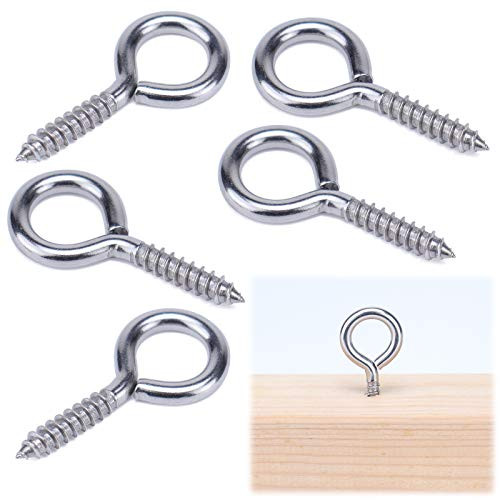 Muzata 316 Stainless Steel Eye Shape Screws  Heavy Duty Screw Eyes for Metal Hook  Wood Terminal Ring Eyelet Hooks  Hammock Stand  Self Tapping Screws  M6 Eye Bolt 30Pack  CN24 HN2