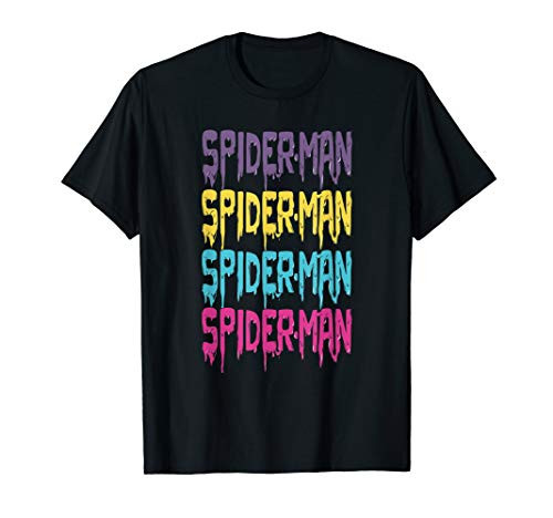 Marvel Spider-Man Multi-Color Melting Paint Drip T-Shirt