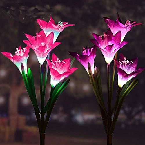 ToBe-U Solar Garden Outdoor Lights 2Packs Solar Flower Lights Outdoor Color Changing Decorative Landscape Lawn Yard Stake Patio Lily Lights Solar Powered White and Purple ToBe-U Solar Garden Outdoor Lights 2Packs Solar Flower Lights Outdoor Color Changing Decorative Landscape Lawn Yard Stake Patio Lily Lights Solar Powered White and Purple