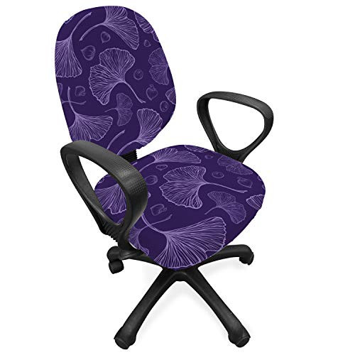 Ambesonne Gingko Office Chair Slipcover  Psychedelic Biloba Tree Leafage Floral Plant Beauty Essence Growth Motif  Protective Stretch Decorative Fabric Cover  Standard Size  Purple Ambesonne Gingko Office Chair Slipcover  Psychedelic Biloba Tree Leafage Floral Plant Beauty Essence Growth Motif  Protective Stretch Decorative Fabric Cover  Standard Size  Purple