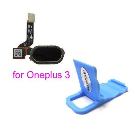 Home Button Fingerprint Touch Keypad Flex Cable for Oneplus 3 Three 1+3 A3000 A3003 + PHONSUN Portable Cellphone Holder (Black)