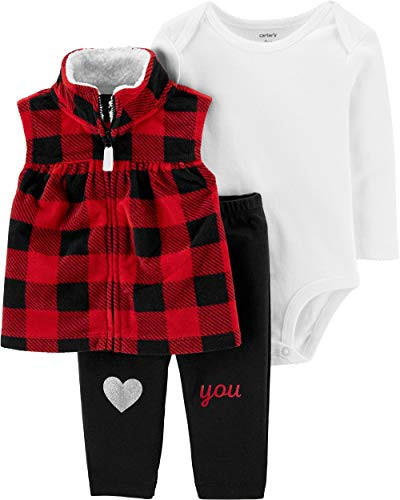 Carter's Baby Girls' 3 Piece Plaid Vest Little Jacket Set 12 Months Red
