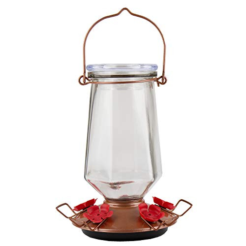 Perky-Pet 9109-1SR Crystal Top-Fill Glass Hummingbird Feeder  28 oz  Bronze