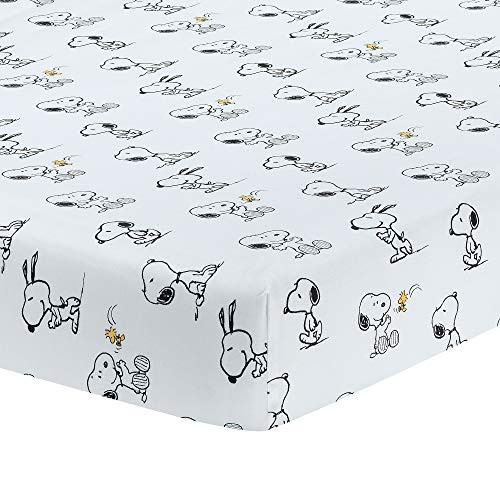 Lambs and Ivy Classic Snoopy 100% Cotton White Black Fitted Baby Crib Sheet Lambs and Ivy Classic Snoopy 100% Cotton White Black Fitted Baby Crib Sheet