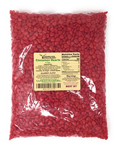 YANKEETRADERS Cinnamon Red Hot Hearts Candy  4 Pound Bulk  Valentines  Weddings