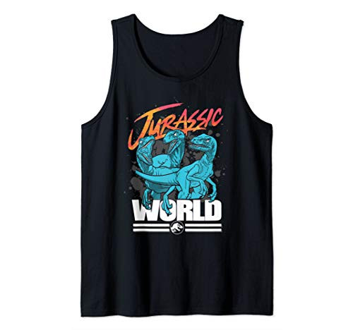Jurassic World Colorful Raptor Trio Paint Splatter Logo Tank Top