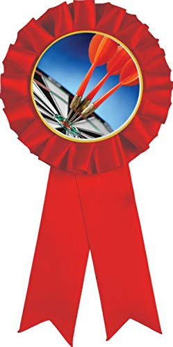 Darts Red Rosette Ribbon  Dartboard Bullseye Trophy Ribbon Award Prize  1 Pack Prime