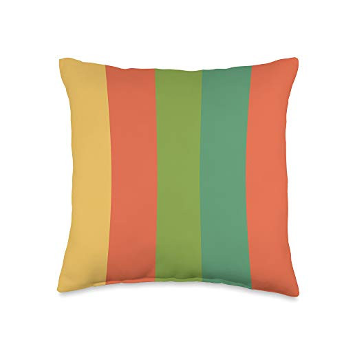 ColorblockPillows Orange  and  Green Mexican Color Palette Modern Stripe Pattern Throw Pillow  16x16  Multicolor