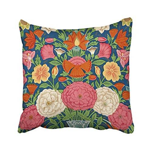 Pakaku Throw Pillows Covers for Couch/Bed 18 x 18 inch,Boho Vintage Floral Home Sofa Cushion Cover Pillowcase Gift Decorative Hidden Zipper Design Cotton and Polyester