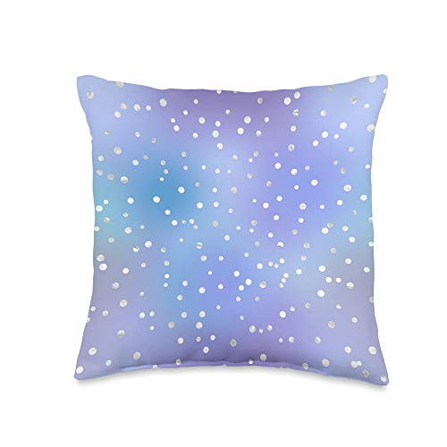 Rainbow Ombre Co Blue and Purple Confetti Polka Dots Drops Circles Girly Glam Throw Pillow  16x16  Multicolor