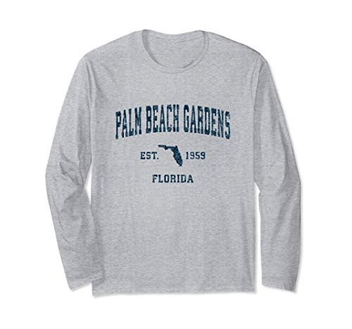 Palm Beach Gardens Florida FL Vintage Sports Navy Print Long Sleeve T-Shirt