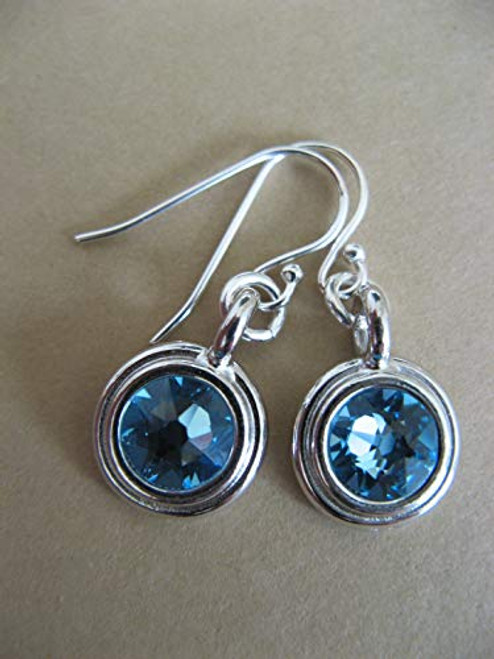Aqua Blue Rhodium-Plated and Sterling Silver Earrings with Swarovski Crystals Artisan Jewelry Aqua Blue Rhodium-Plated and Sterling Silver Earrings with Swarovski Crystals Artisan Jewelry