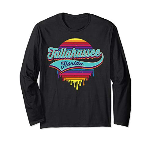 Tallahassee  Florida Typographic Dripping Paint Design Long Sleeve T-Shirt