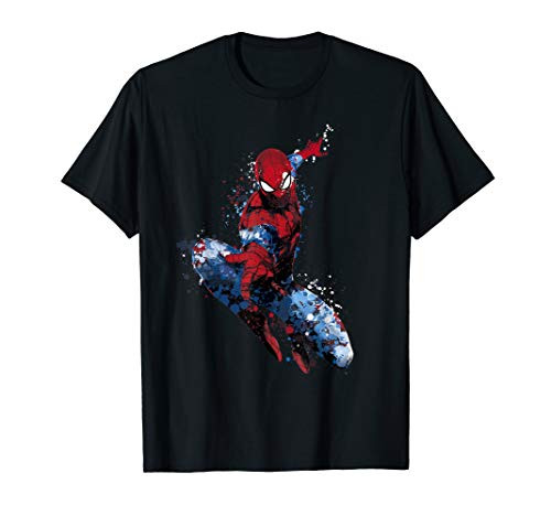 Marvel Spider-Man Epic Pose Paint Splatter Graphic T-Shirt