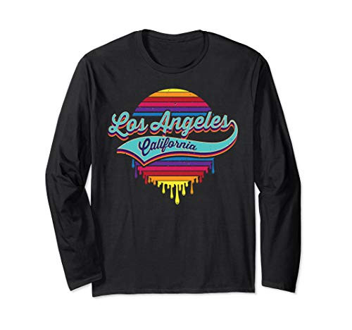 Los Angeles Californa Typographic Dripping Paint Design Long Sleeve T-Shirt