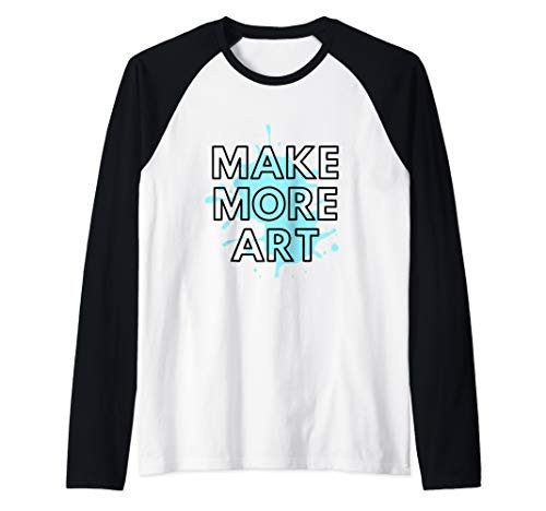 Make More Art Blue Paint Splash Raglan Baseball Tee