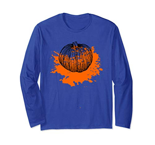Paint Splatter Splash Abstract Art Halloween Pumpkin Long Sleeve T-Shirt