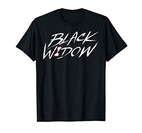 Marvel Black Widow Paint Splatter Text T-Shirt
