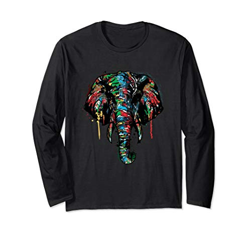 Elephant Gift Paint Art Design For People Who Love Elephants Long Sleeve T-Shirt