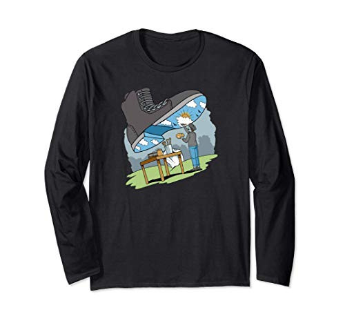 Painter paints the totalitarian shoe coming from the sky Long Sleeve T-Shirt