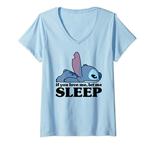 Womens Disney Lilo  and  Stitch Sleepy Stitch V-Neck T-Shirt