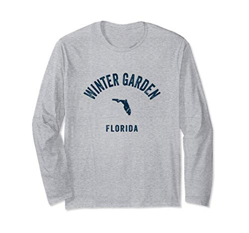 Winter Garden Florida FL Vintage 70s Sports Navy Print Long Sleeve T-Shirt