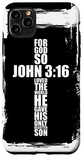 iPhone 11 Pro Max John 3 16 Gifts For Men Cross Christian Bible Verse Phone Case