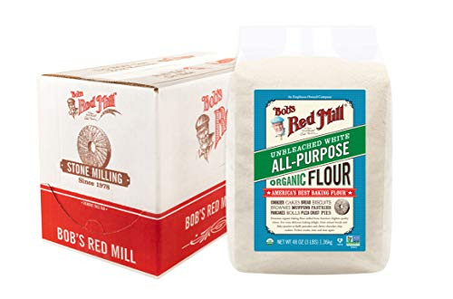 Bob's Red Mill Organic Unbleached White All-Purpose Flour  3 Pound  Pack of 4