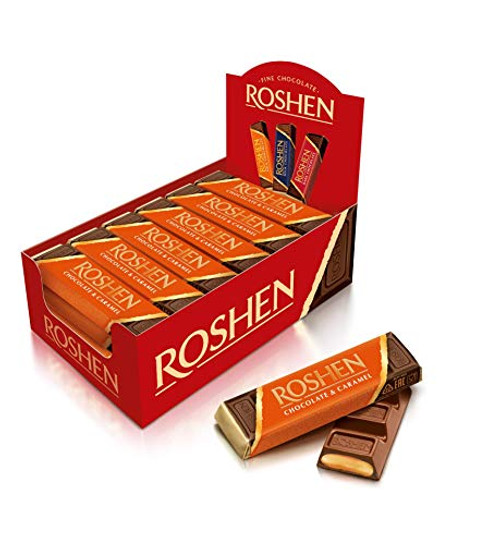 Roshen Bar Milk Chocolate with Caramel Filling 1.51oz 43gr  Box of 30