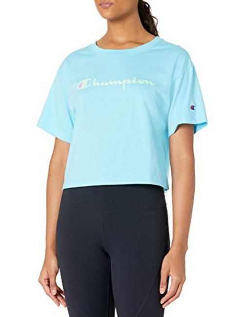 Champion Women's The Cropped TEE  Blue Horizon  Large