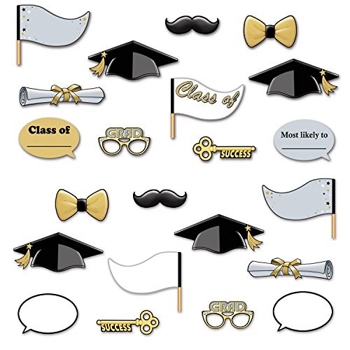 Beistle 52195 22Piece Graduation Photo Fun Signs, 7" to 12.25", Multicolored