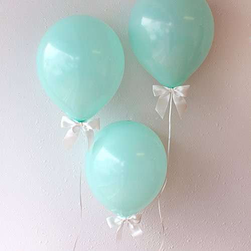 Aqua Blue Balloons with Bows 8CT Plus Curling Ribbon.