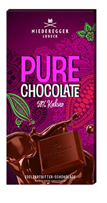 Niederegger Pure Dark Chocolate bar - 58% Cocoa 3.5 Ounce Pack Of 10 Niederegger Pure Dark Chocolate bar - 58% Cocoa 3.5 Ounce Pack Of 10